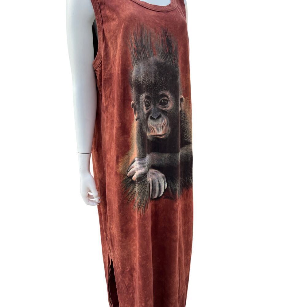 The Mountain Vintage 1998 Baby Gorilla Maxi Dress 2XL Brown Tie Dye Sleeveless - Picture 6 of 9